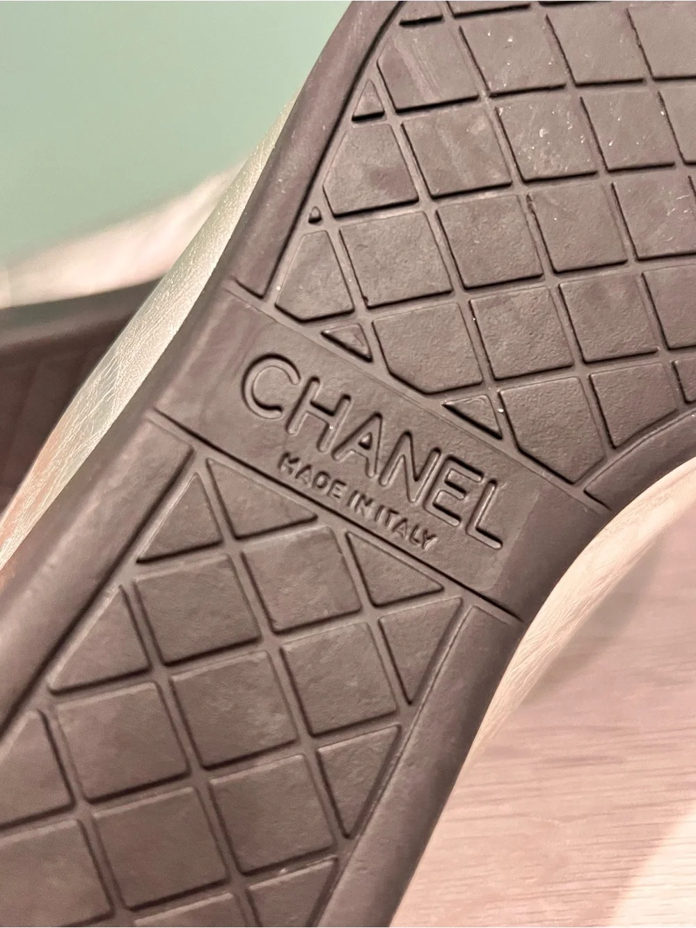 CHANEL Silver and Black Low-Top Lace-Up Sneaker